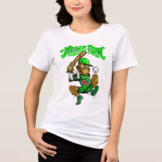 Home Run Monkey Honkbal Tri-Blend Shirt (Voorkant)