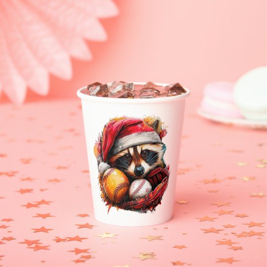 Home-Run Raccoon Ballgame Paper Cup Papieren Bekers (Insitu)