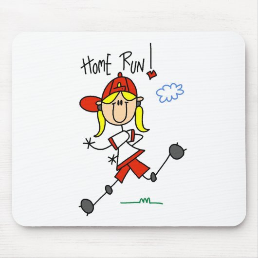 Home run Stick Figuur Mousepad Muismat (Voorkant)