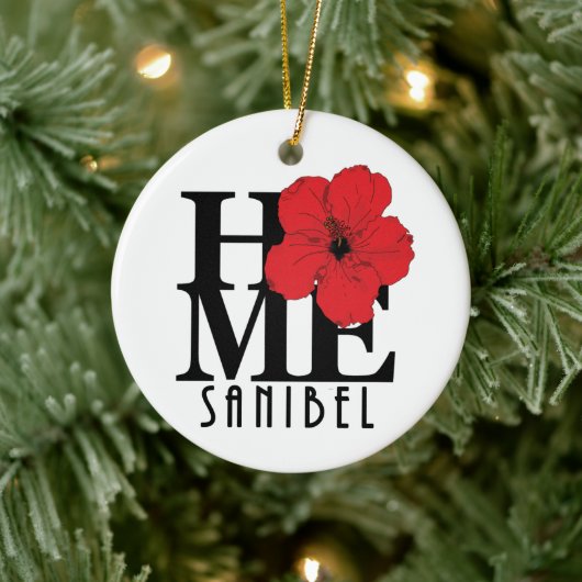 HOME Sanibel Red Hibiscus Keramisch Ornament (Boom)