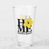 HOME Satellite Beach Yellow Hibiscus Glas (Achterkant)