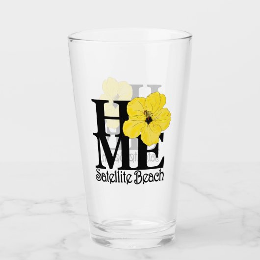 HOME Satellite Beach Yellow Hibiscus Glas (Voorkant)