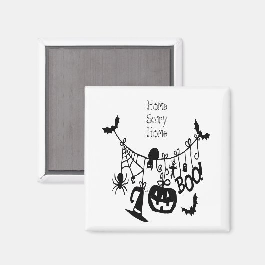Home Scary Home Vleermuizen Pompoen, Zwarte kat, V Magneet (Voorkant / Achterkant)