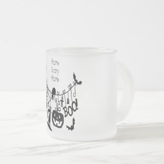 Home Scary Home Vleermuizen Pompoen, Zwarte kat, V Matglas Koffiemok (Voorkant rechts)