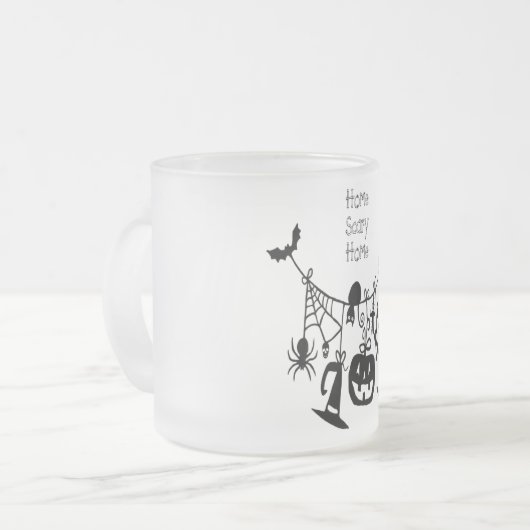 Home Scary Home Vleermuizen Pompoen, Zwarte kat, V Matglas Koffiemok (Voorkant links)