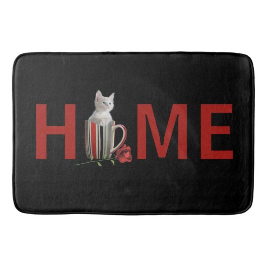 Home schattig kitten in beker foto moderne tekst badmat (Voorkant)