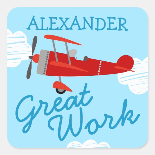 Home School Lof Kinder naam Vierkante Sticker (Voorkant)