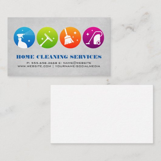 Home Schoonmaak Pictogrammen | dienstmeisje Visitekaartje (Voorkant / Achterkant)