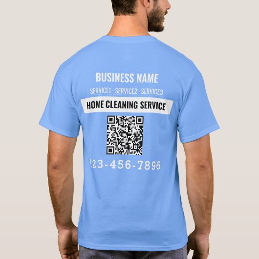 Home Schoonmaak Service QR code Logo maatwerk T-shirt (Achterkant)