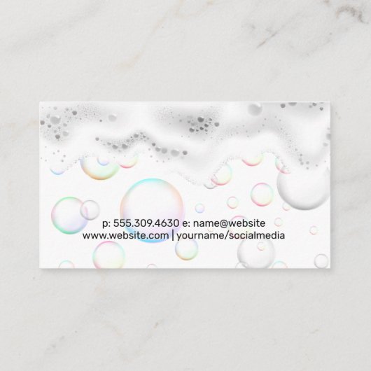 Home Schoonmaak | Zeep Bubbels en Suds Visitekaartje (Achterkant)