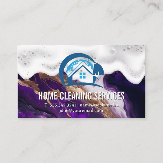 Home Schoonmaak | zeepschuim | Paarse metaalmarmer Visitekaartje (Voorkant)