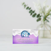 Home Schoonmaak | zeepschuim | Paarse metallic Visitekaartje (Staand voorkant)