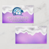 Home Schoonmaak | zeepschuim | Paarse metallic Visitekaartje (Voorkant / Achterkant)