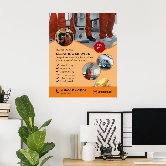 Home Schoonmaakdiensten Aangepast Poster (Thuiskantoor)