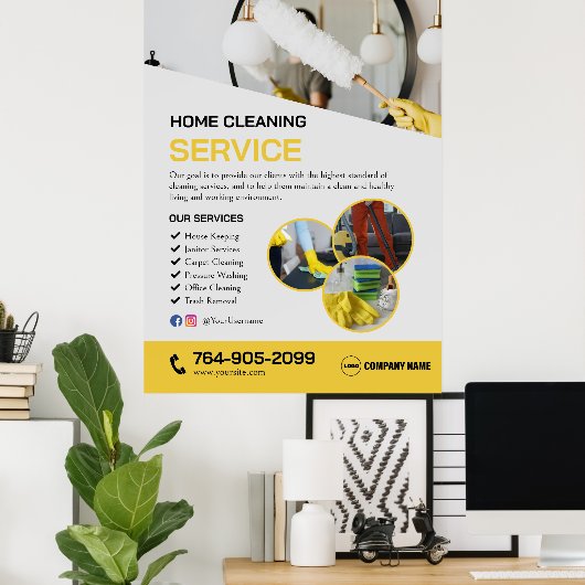 Home schoonmaakdiensten Poster (Thuiskantoor)