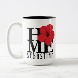 HOME Sebastian 15oz red hibiscus Tweekleurige Koffiemok