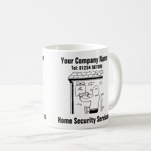 Home Security Services Cartoon Koffiemok (Voorkant rechts)