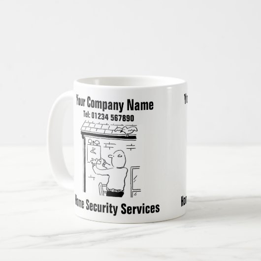 Home Security Services Cartoon Koffiemok (Voorkant links)