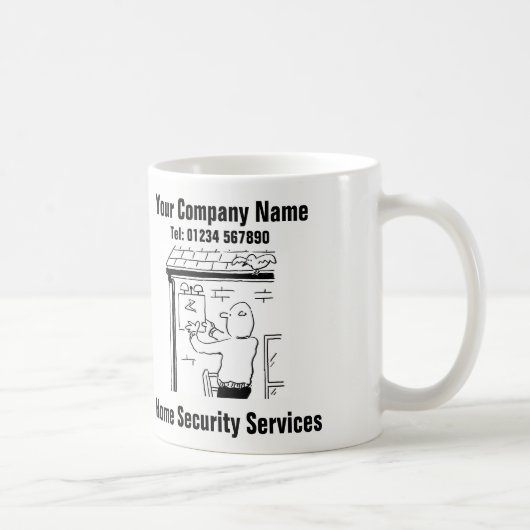 Home Security Services Cartoon Koffiemok (Rechts)