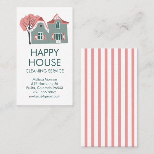 Home Services Charming House Cleaning Visitekaartje (Voorkant / Achterkant)