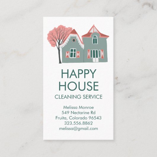 Home Services Charming House Cleaning Visitekaartje (Voorkant)