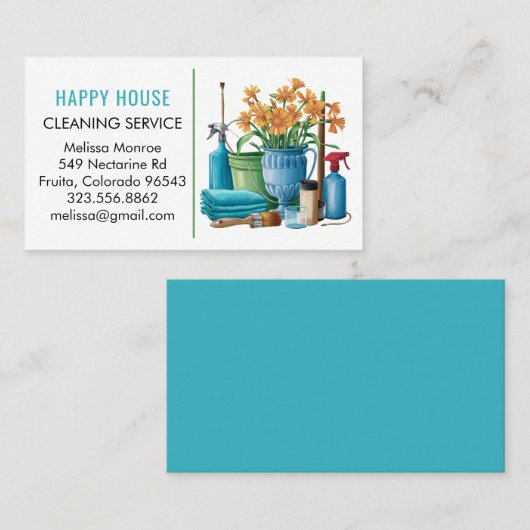 Home Services Charming House Cleaning Visitekaartje (Voorkant / Achterkant)