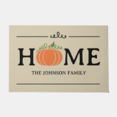 Home Sinaasappel Pompoen Beige Custom Achternaam D Deurmat (Voorkant)