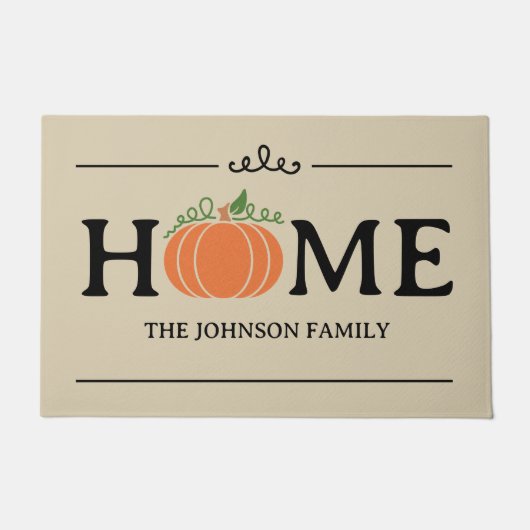 Home Sinaasappel Pompoen Beige Custom Achternaam D Deurmat (Voorkant)