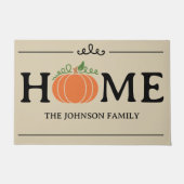 Home Sinaasappel Pompoen Beige Custom Achternaam D Deurmat (Voorkant)