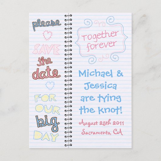 Home Sketch Save the Date Notitieboek Briefkaart (Voorkant)