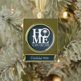 HOME South Carolina jaar opgericht Verguld Banner Ornament