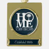 HOME South Carolina  jaar opgericht Verguld Banner Ornament (Voorkant)