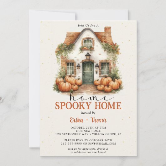 Home Spooky Home Halloween Feest Kaart (Voorkant)