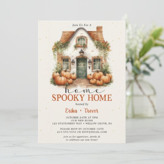 Home Spooky Home Halloween Feest Kaart (Staand voorkant)