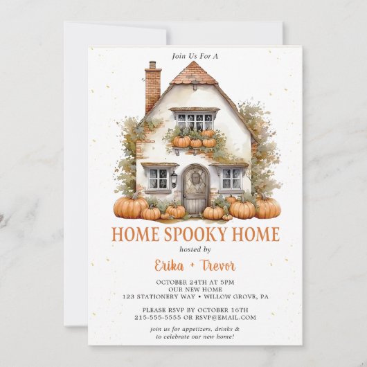 Home Spooky Home Halloween Feest Kaart (Voorkant)