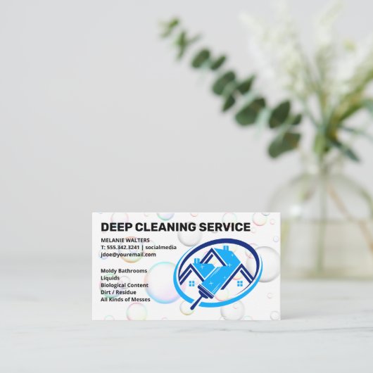 Home Squeegee Clean Logo | Zeepbellen Visitekaartje (Staand voorkant)