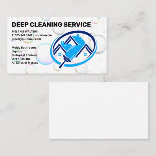 Home Squeegee Clean Logo | Zeepbellen Visitekaartje (Voorkant / Achterkant)