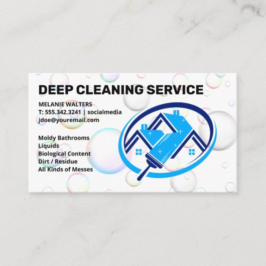 Home Squeegee Clean Logo | Zeepbellen Visitekaartje (Voorkant)