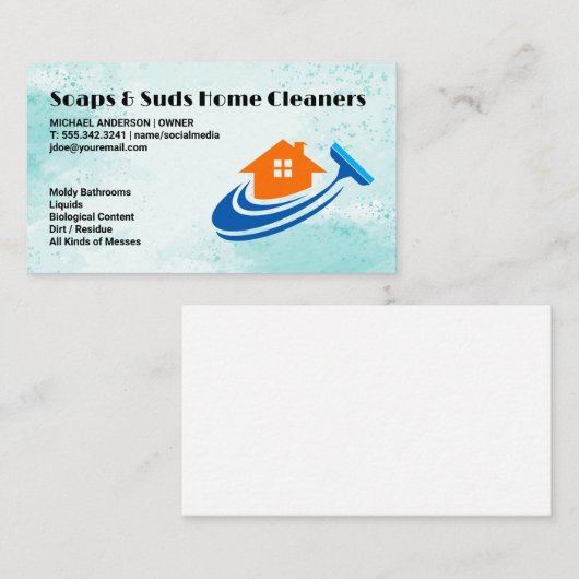 Home Squeegee Logo | Commerciële reiniging Visitekaartje (Voorkant / Achterkant)