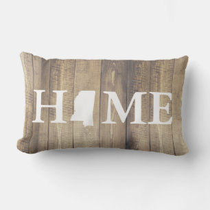 Home Staat Mississippi Rustieke Hout Familienaam Kussen