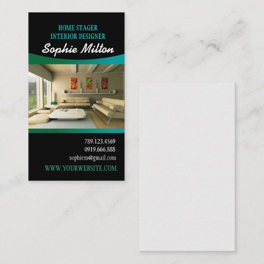 Home Stager Interieur Ontwerper Fotosjabloon Visitekaartje (Voorkant / Achterkant)
