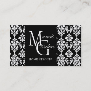 Home Staging Monogram Damask Visitekaartjes