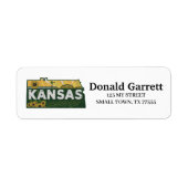 Home State Kansas Retro Kleurenadres Etiket (Voorkant)