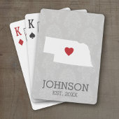 Home State Map Art - Aangepaste naam Nebraska Pokerkaarten