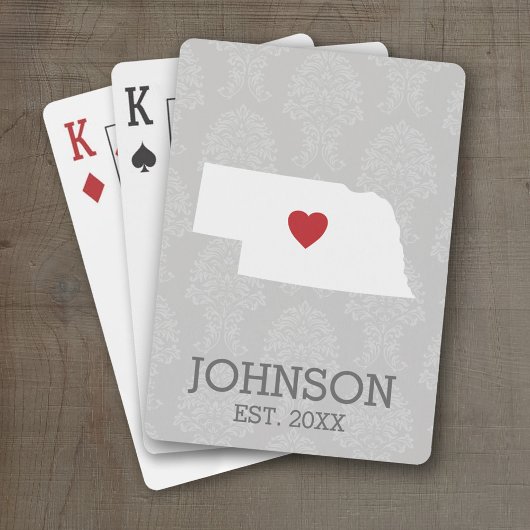 Home State Map Art - Aangepaste naam Nebraska Pokerkaarten