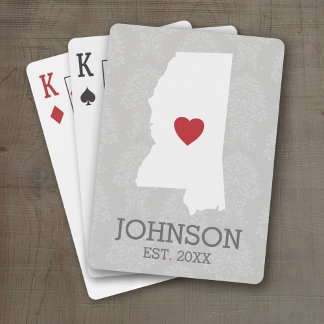 Home State Map Art Custom Name Mississippi Pokerkaarten