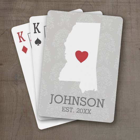 Home State Map Art Custom Name Mississippi Pokerkaarten