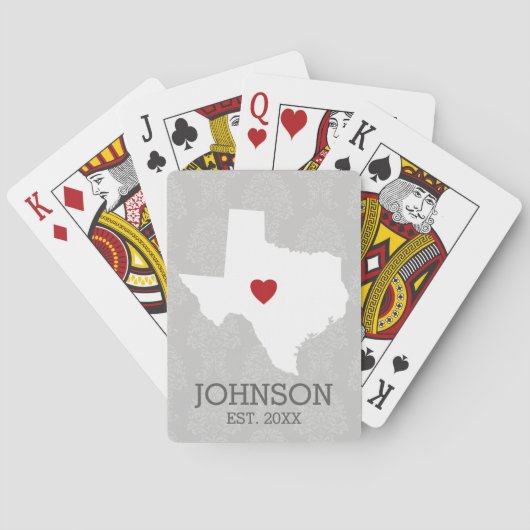 Home State Map Art - Custom Name Texas Speelkaarten (Achterkant)