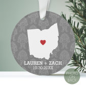 Home State Map Art - Custom Wedding Ohio Ornament