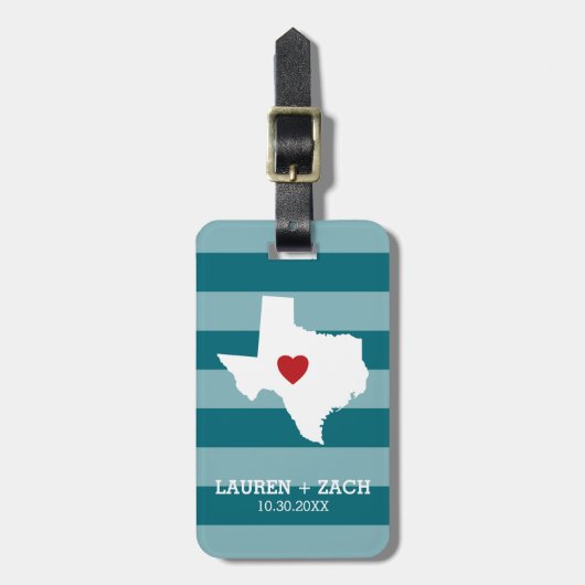 Home State Map Art - Custom Wedding Texas Bagagelabel (Voorkant verticaal)
